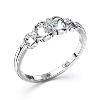 Кольцо с 1 бриллиантом белое золото 585