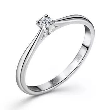Кольцо с 1 бриллиантом белое золото 585