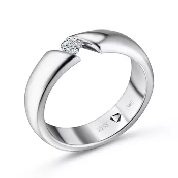 Кольцо с 1 бриллиантом белое золото 585