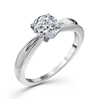 Кольцо с 1 бриллиантом белое золото 750