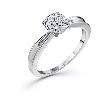 Кольцо с 1 бриллиантом белое золото 750