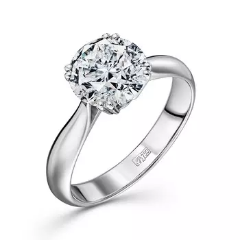 Кольцо с 1 бриллиантом белое золото 750