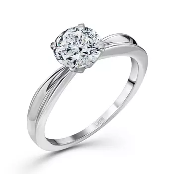 Кольцо с 1 бриллиантом белое золото 750