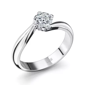 Кольцо с 1 бриллиантом белое золото 750