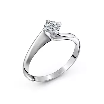 Кольцо с 1 бриллиантом белое золото 750