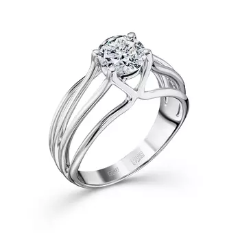 Кольцо с 1 бриллиантом белое золото 750