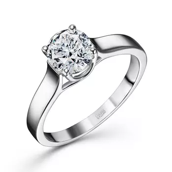 Кольцо с 1 бриллиантом белое золото 750