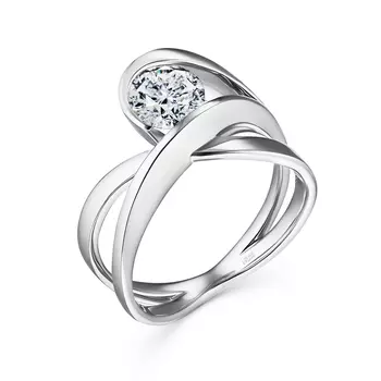 Кольцо с 1 бриллиантом белое золото 750