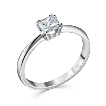 Кольцо с 1 бриллиантом белое золото 750