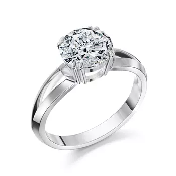 Кольцо с 1 бриллиантом белое золото 750