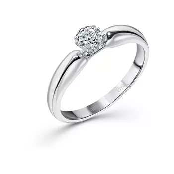 Кольцо с 1 бриллиантом белое золото 750