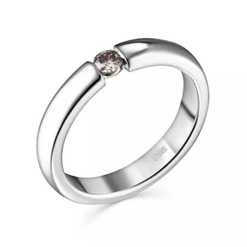 Кольцо с 1 бриллиантом белое золото 750