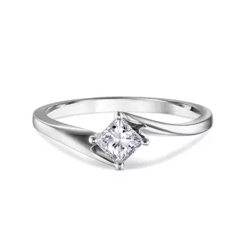 Кольцо с 1 бриллиантом белое золото 750