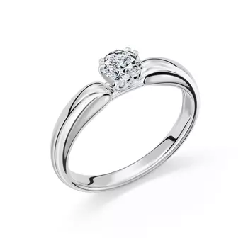 Кольцо с 1 бриллиантом белое золото 750