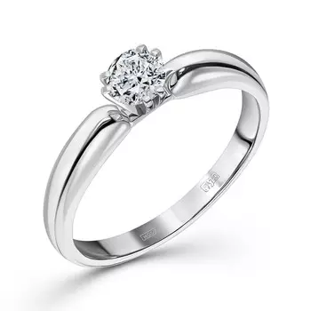 Кольцо с 1 бриллиантом белое золото 750