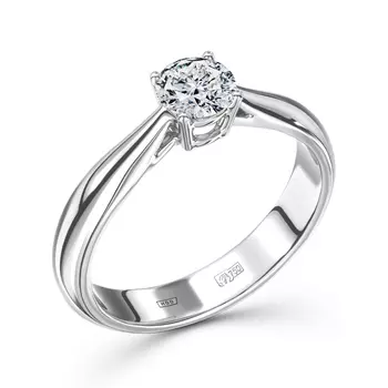 Кольцо с 1 бриллиантом белое золото 750