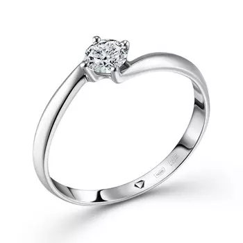 Кольцо с 1 бриллиантом белое золото 750