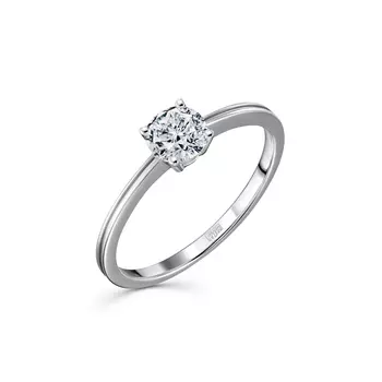 Кольцо с 1 бриллиантом белое золото 750
