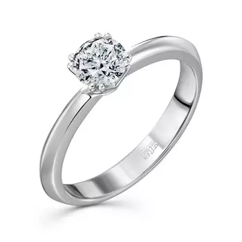 Кольцо с 1 бриллиантом белое золото 750