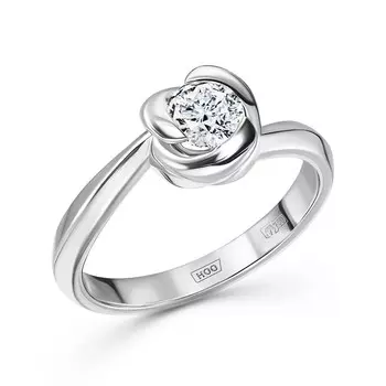 Кольцо с 1 бриллиантом белое золото 750