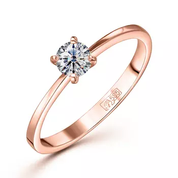 Кольцо с 1 бриллиантом красное золото 585