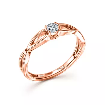Кольцо с 1 бриллиантом красное золото 585