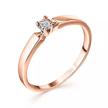 Кольцо с 1 бриллиантом красное золото 585