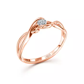 Кольцо с 1 бриллиантом красное золото 585