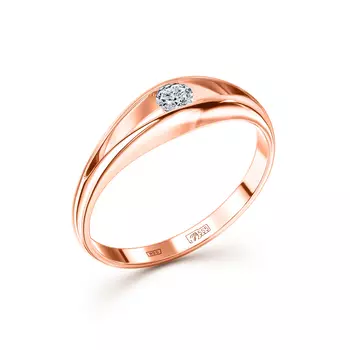 Кольцо с 1 бриллиантом красное золото 585