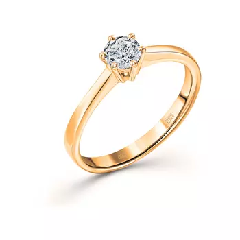 Кольцо с 1 бриллиантом желтое золото 585