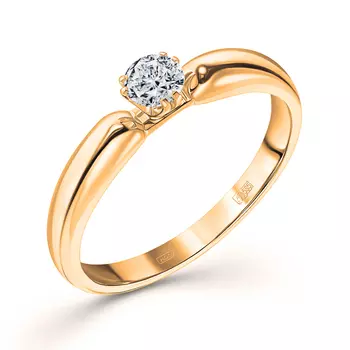 Кольцо с 1 бриллиантом желтое золото 585