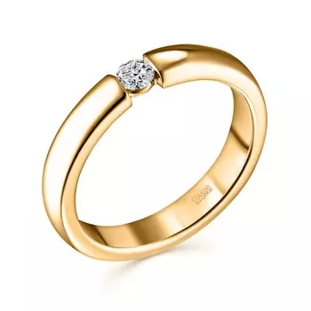 Кольцо с 1 бриллиантом желтое золото 585