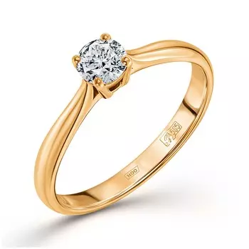 Кольцо с 1 бриллиантом желтое золото 585