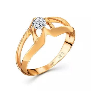 Кольцо с 1 бриллиантом желтое золото 750