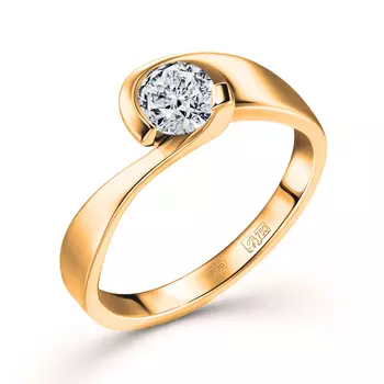 Кольцо с 1 бриллиантом желтое золото 750