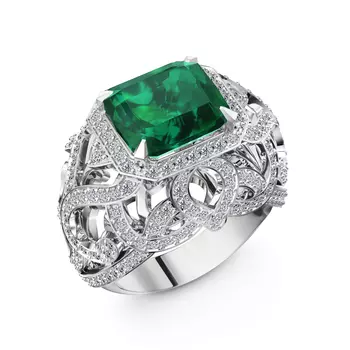 Кольцо с 205 бриллиантами белое золото 750