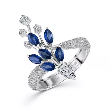 Кольцо с 236 бриллиантами белое золото 585