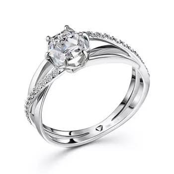 Кольцо с 23 бриллиантами белое золото 750