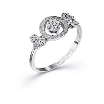 Кольцо с 23 бриллиантами белое золото 750