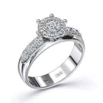 Кольцо с 24 бриллиантами белое золото 585