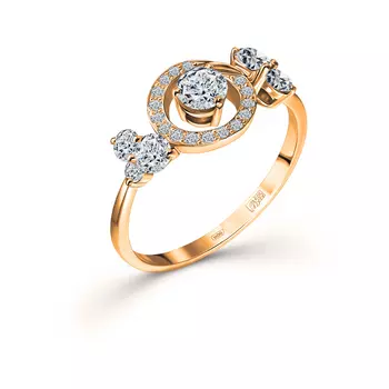 Кольцо с 24 бриллиантами желтое золото 585