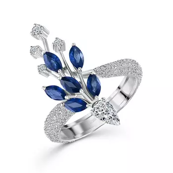 Кольцо с 256 бриллиантами белое золото 750