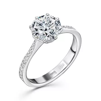 Кольцо с 25 бриллиантами белое золото 750