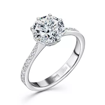 Кольцо с 27 бриллиантами белое золото 750