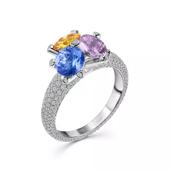 Кольцо с 283 бриллиантами белое золото 750