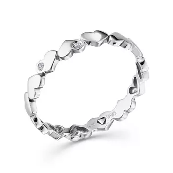 Кольцо с 2 бриллиантами белое золото 585