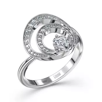 Кольцо с 32 бриллиантами белое золото 750