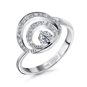 Кольцо с 33 бриллиантами белое золото 585