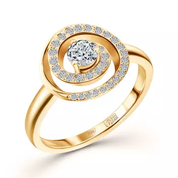 Кольцо с 33 бриллиантами желтое золото 750