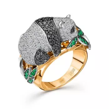 Кольцо с 351 бриллиантом белое/желтое золото 585